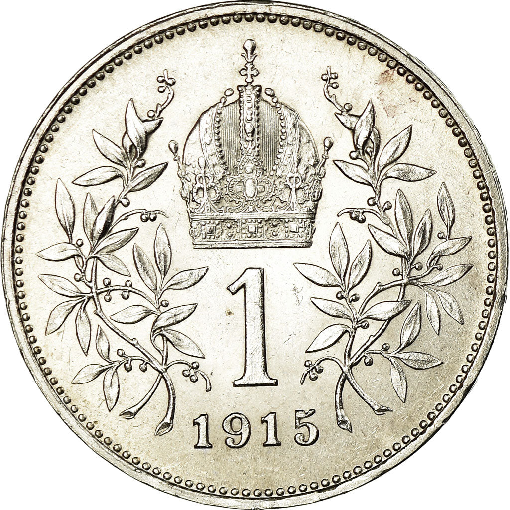 Moeda, Áustria, Franz Joseph I, Corona, 1915, MS(60-62), Prata, KM:2820