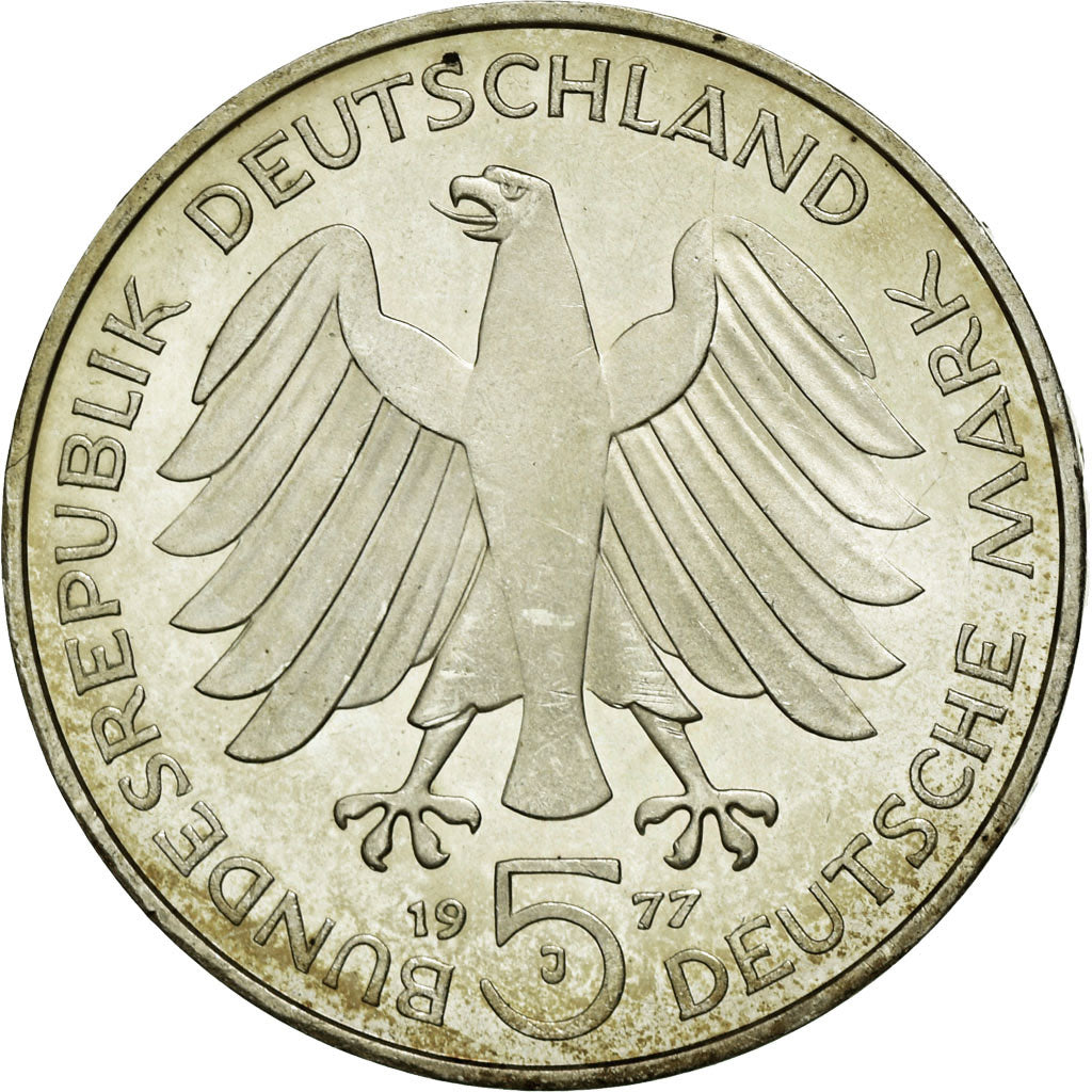Münze, Bundesrepublik Deutschland, 5 Mark, 1977, Hamburg, Germany, VZ, Silber