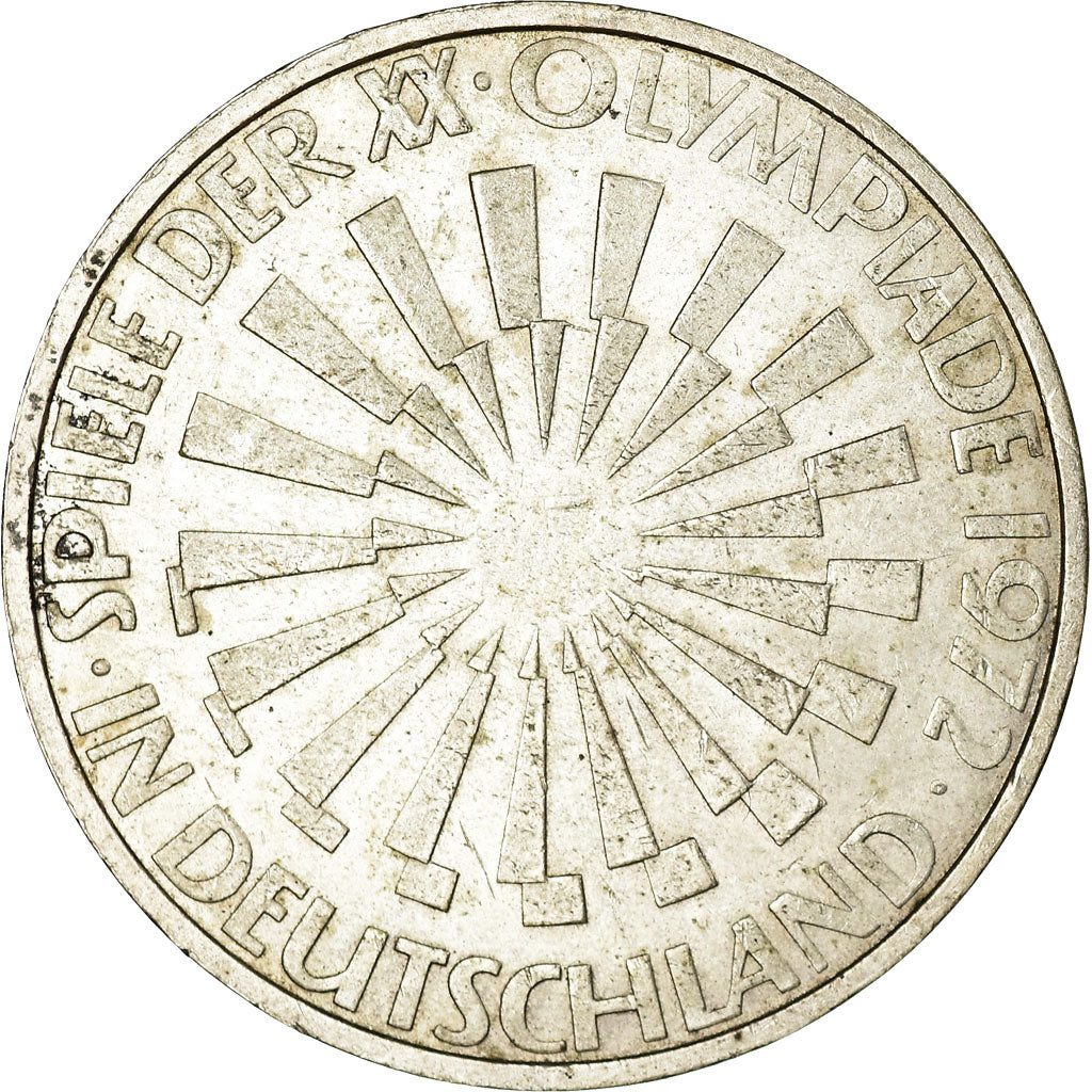 Moneta, GERMANIA - REPUBBLICA FEDERALE, 10 Mark, 1972, Hamburg, BB, Argento