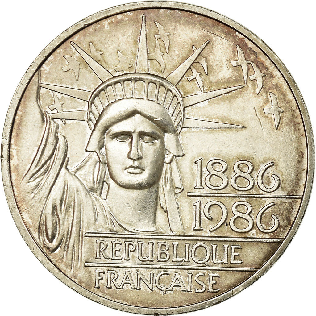 Moneda, Francia, Statue de la Liberté, 100 Francs, 1986, MBC, Plata, KM:960