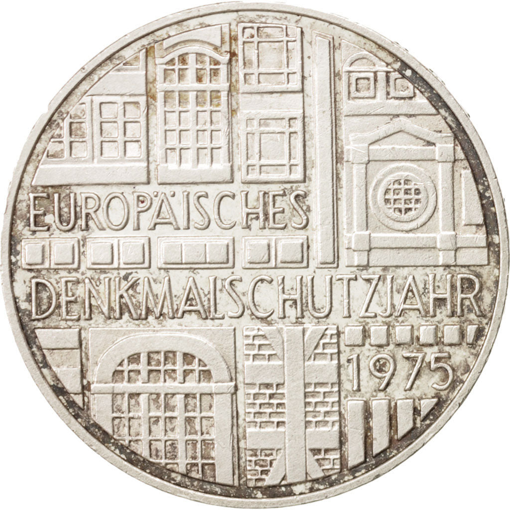 GERMANY - FEDERAL REPUBLIC, 5 Mark, 1975, Stuttgart, Germany, MS(60-62), Silv...