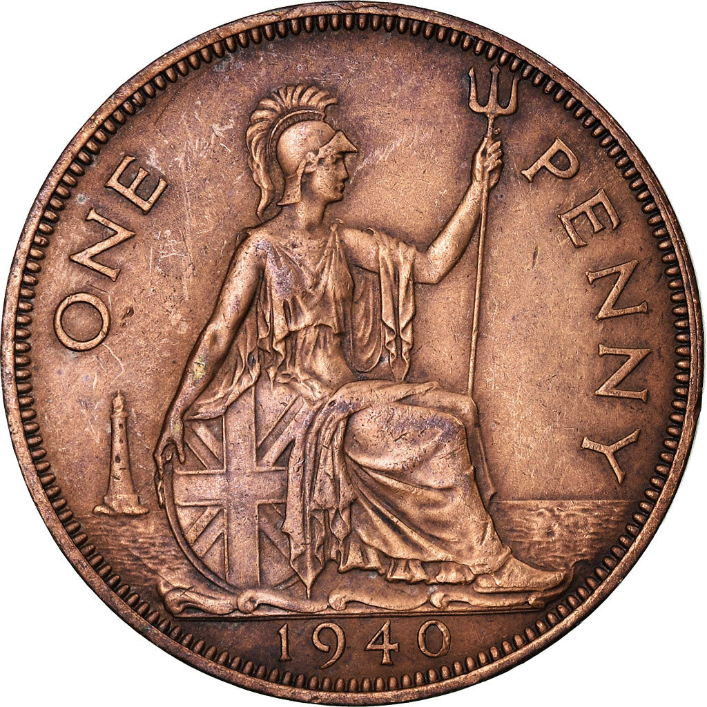 Coin, Great Britain, George VI, Penny, 1940, AU(50-53), Bronze, KM:845