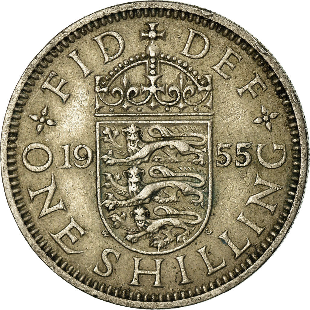 Münze, Großbritannien, Elizabeth II, Shilling, 1955, S+, Copper-nickel, KM:905