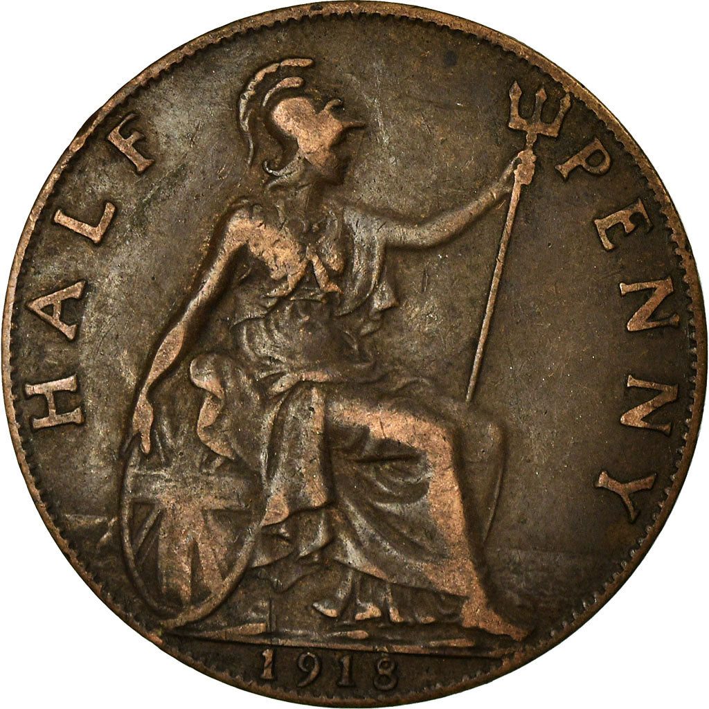 Münze, Großbritannien, George V, 1/2 Penny, 1918, S+, Bronze, KM:809