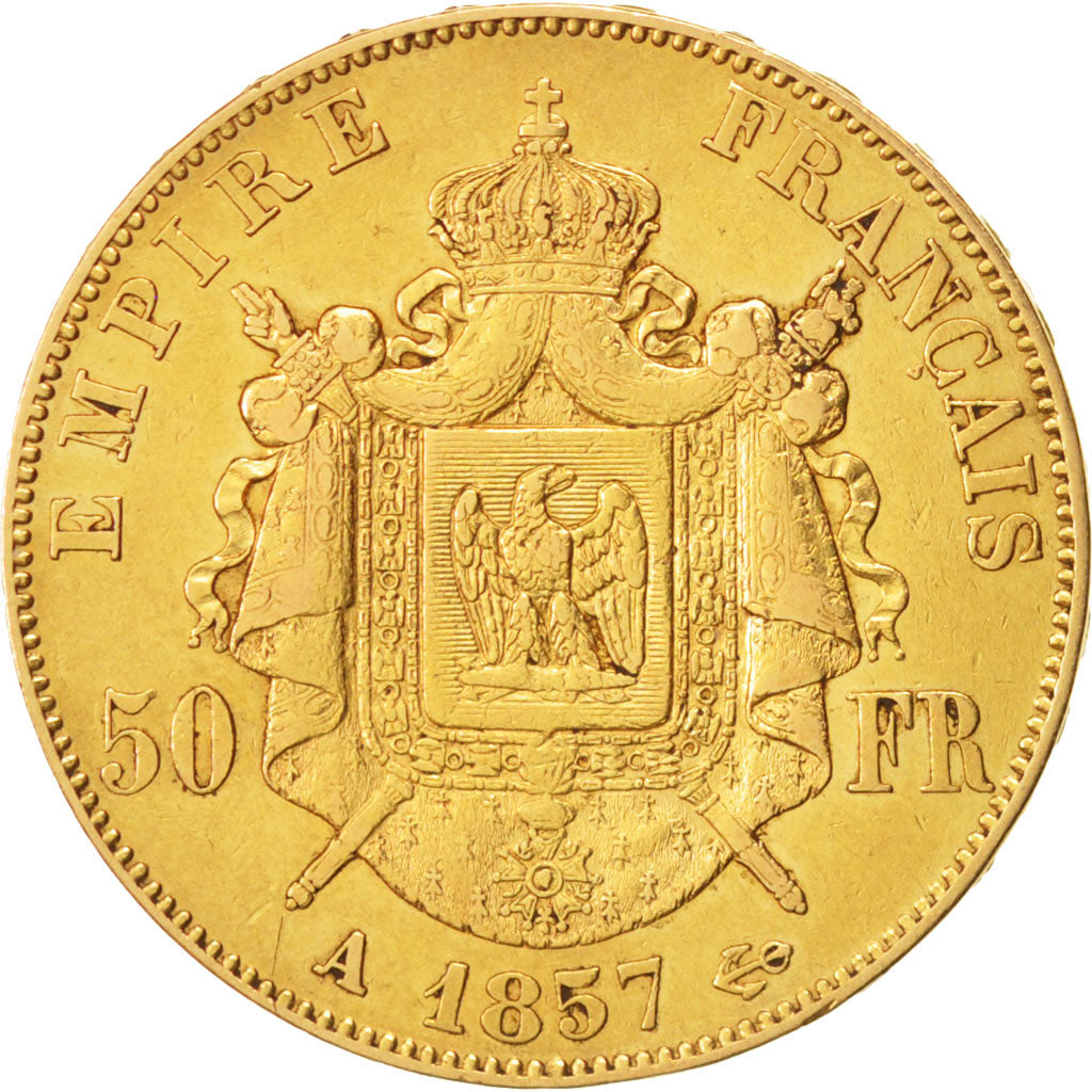 France, Napoleon III, Napoléon III, 50 Francs, 1857, Paris, AU(50-53), Gold,...
