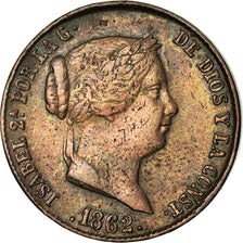 Moneta, Spagna, Isabel II, 25 Centimos, 1862, Segovia, MB+, Rame, KM:615.2