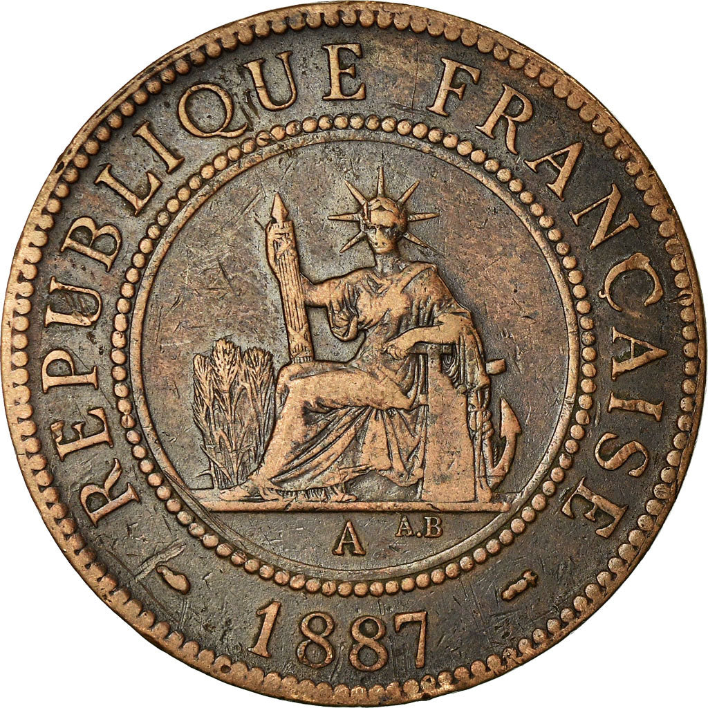 Moneta, INDOCINA FRANCESE, Cent, 1887, Paris, BB, Bronzo, KM:1, Lecompte:39