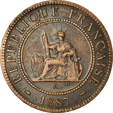 Moneta, INDOCINA FRANCESE, Cent, 1887, Paris, BB, Bronzo, KM:1, Lecompte:39