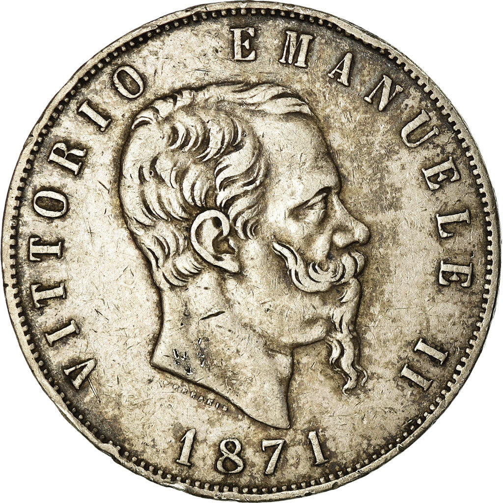 Moneta, Italia, Vittorio Emanuele II, 5 Lire, 1871, Milan, BB, Argento, KM:8.3