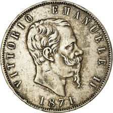 Moneta, Italia, Vittorio Emanuele II, 5 Lire, 1871, Milan, BB, Argento, KM:8.3