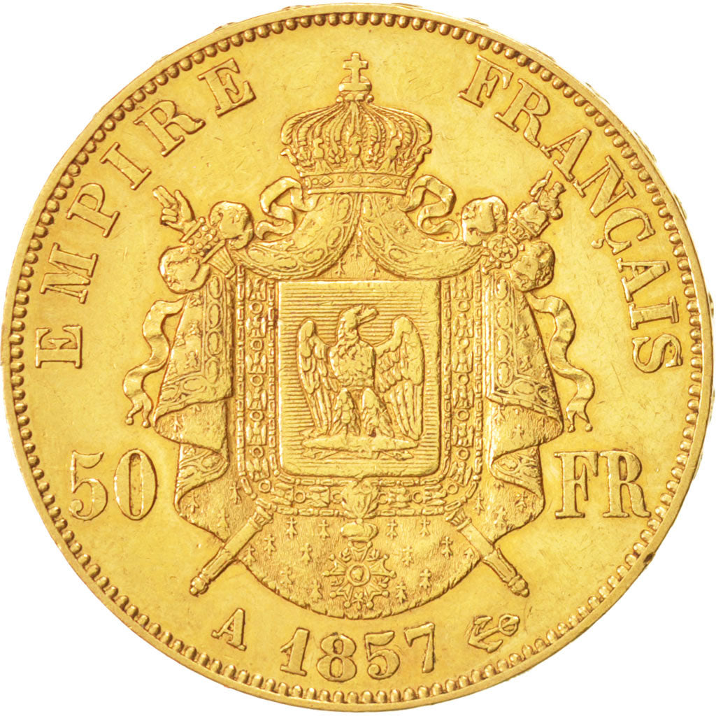 France, Napoleon III, Napoléon III, 50 Francs, 1857, Paris, AU(50-53), Gold,...
