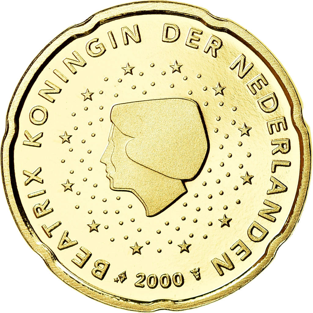 Niederlande, 20 Euro Cent, 2000, BE, STGL, Messing, KM:238