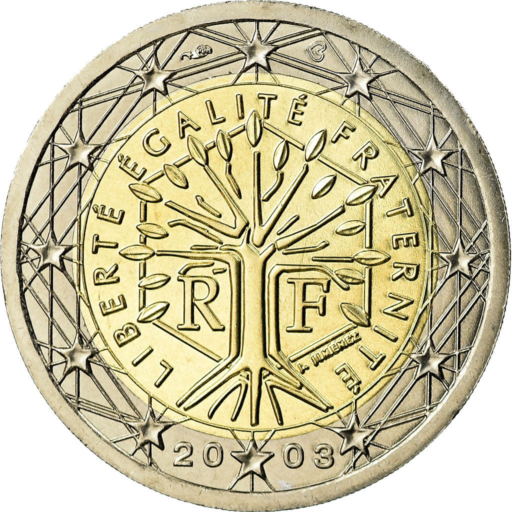 Frankrijk, 2 Euro, 2003, UNC-, Bi-Metallic, KM:1289