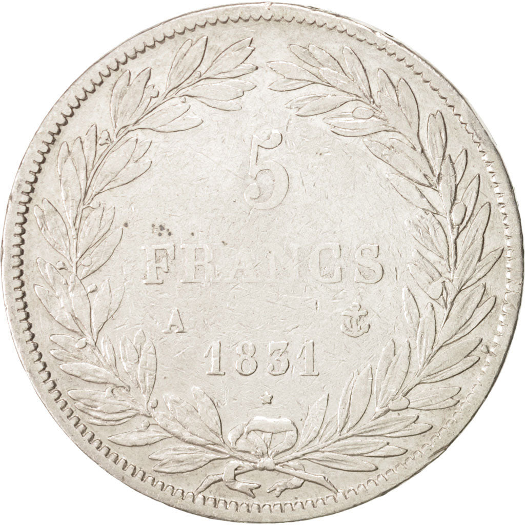 Coin, France, Louis-Philippe, 5 Francs, 1831, Paris, VF(30-35), Silver