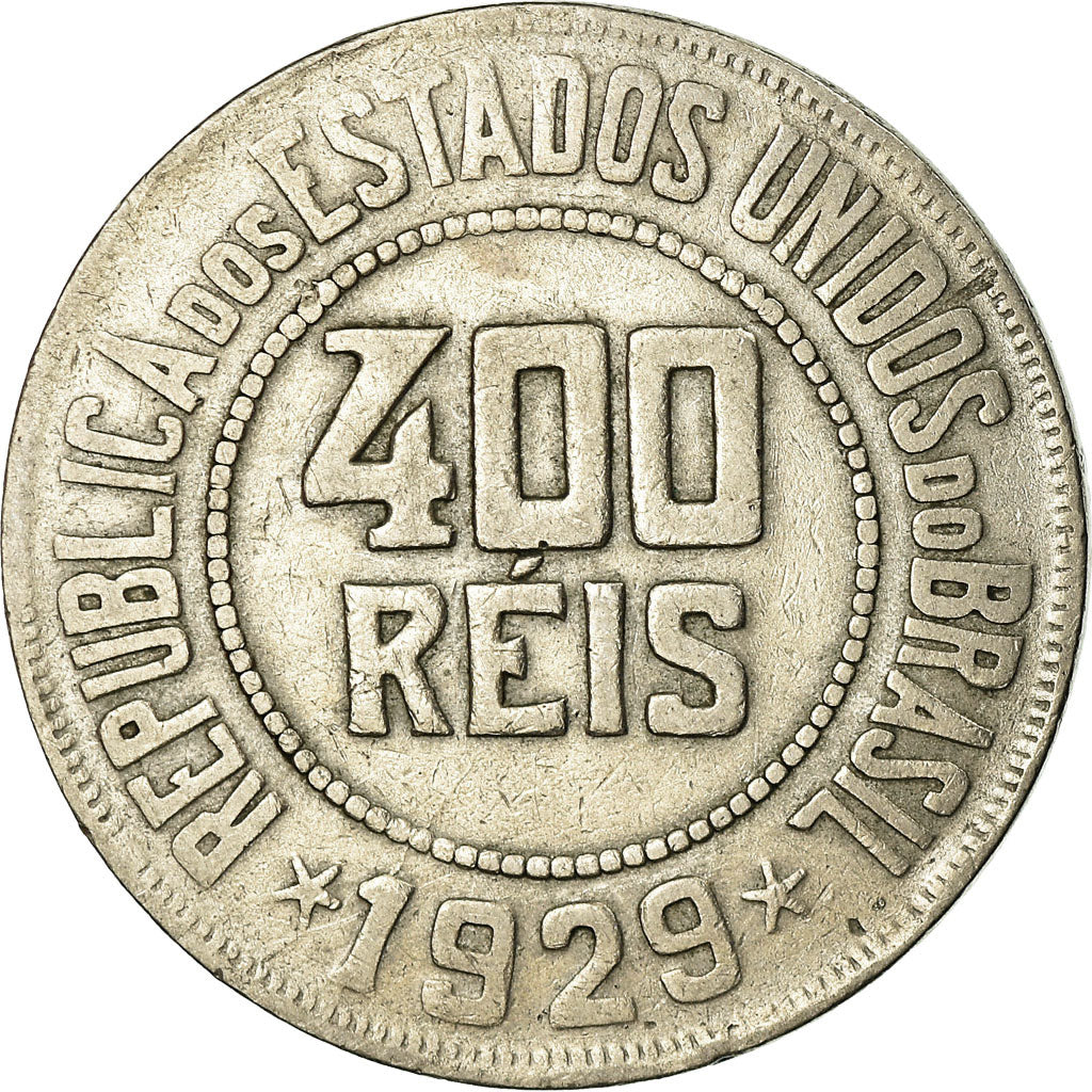 Moeda, Brasil, 400 Reis, 1929, VF(30-35), Cobre-níquel, KM:520