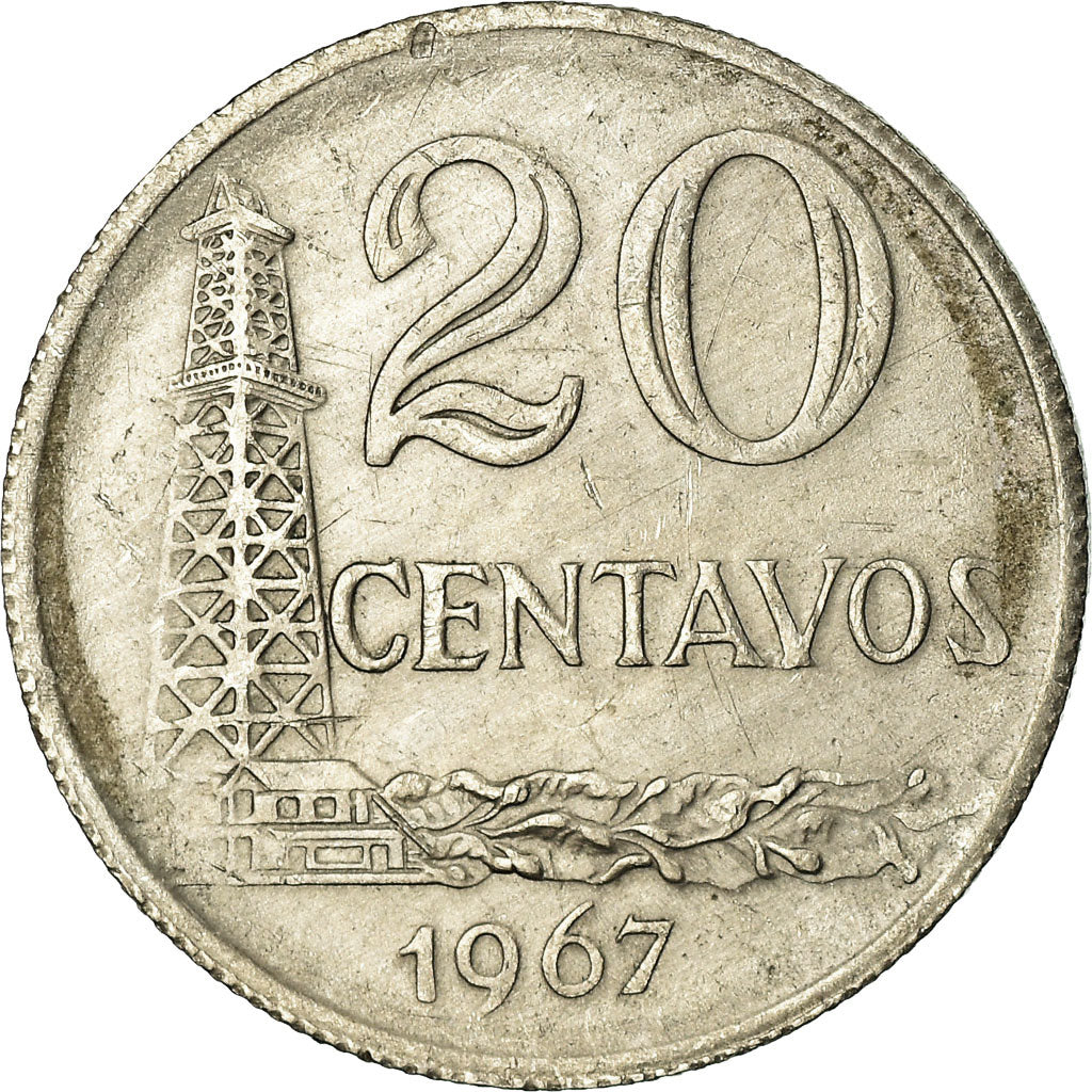 Moneda, Brasil, 20 Centavos, 1967, MBC, Cobre - níquel
