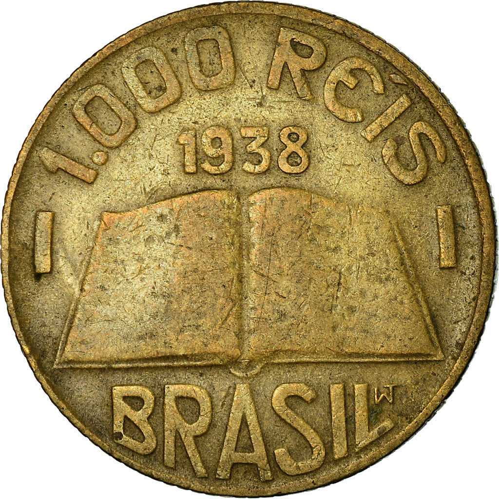 Moneta, Brasile, 1000 Reis, 1938, BB, Alluminio-bronzo, KM:541
