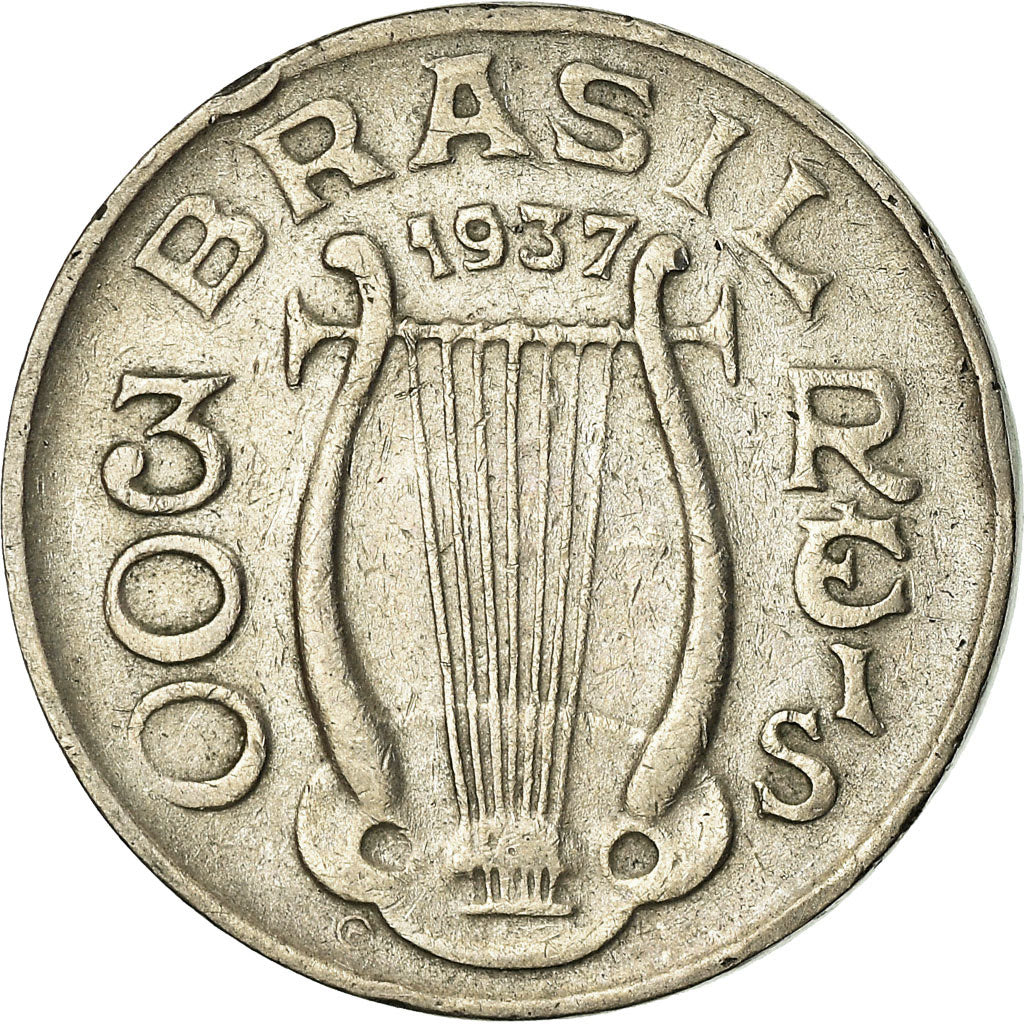 Munten, Brazilië, 300 Reis, 1937, ZF, Copper-nickel, KM:538