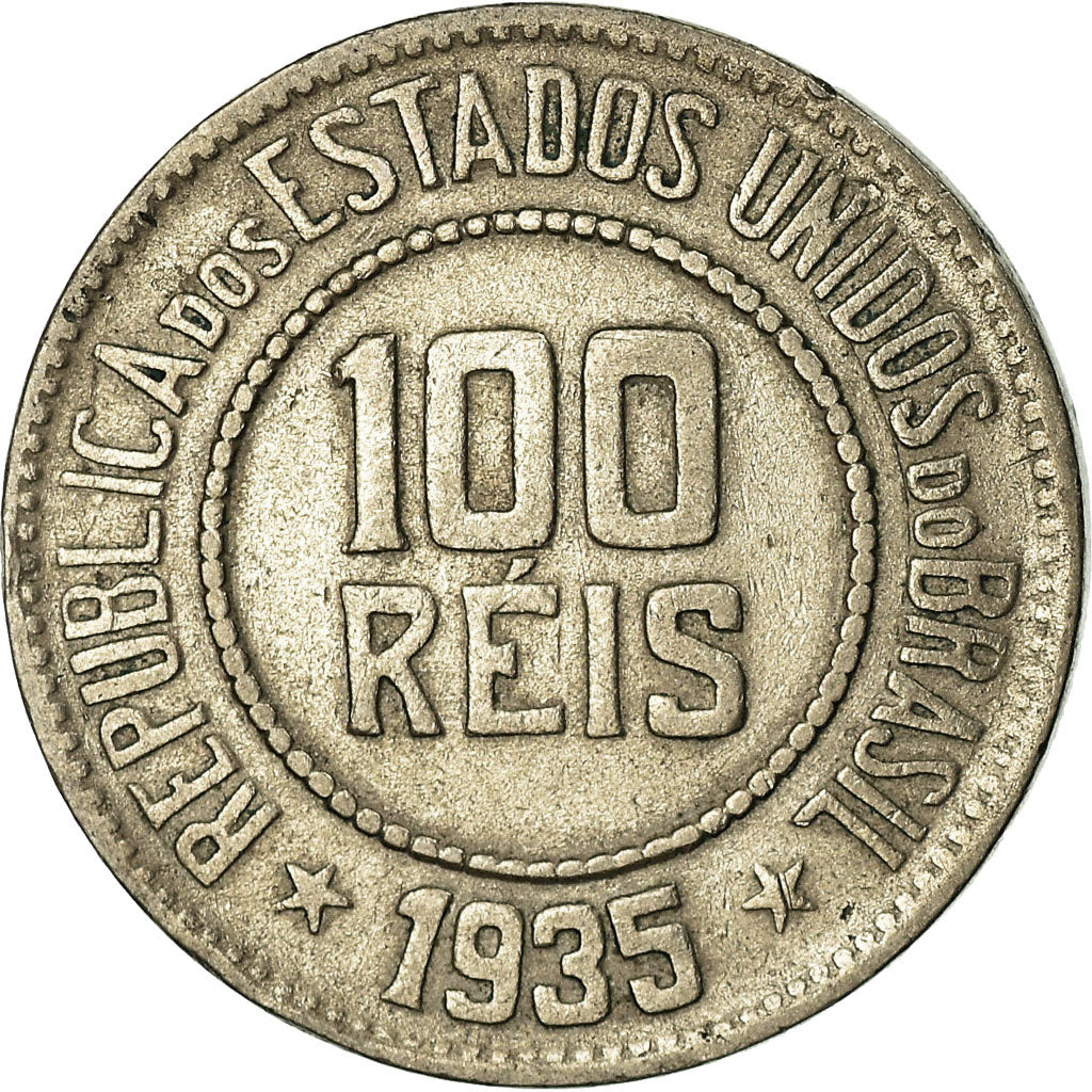 Coin, Brazil, 100 Reis, 1935, EF(40-45), Copper-nickel, KM:518