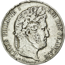 Coin, France, Louis-Philippe, 5 Francs, 1844, Bordeaux, VF(30-35), Silver