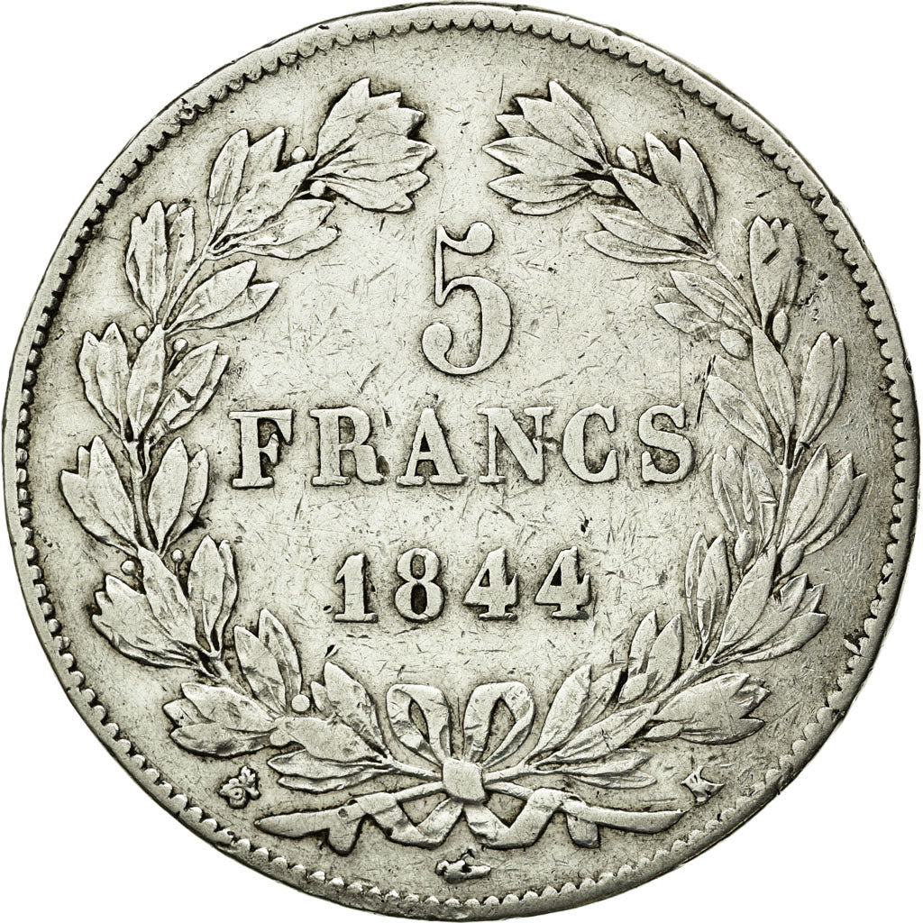 Coin, France, Louis-Philippe, 5 Francs, 1844, Bordeaux, VF(30-35), Silver