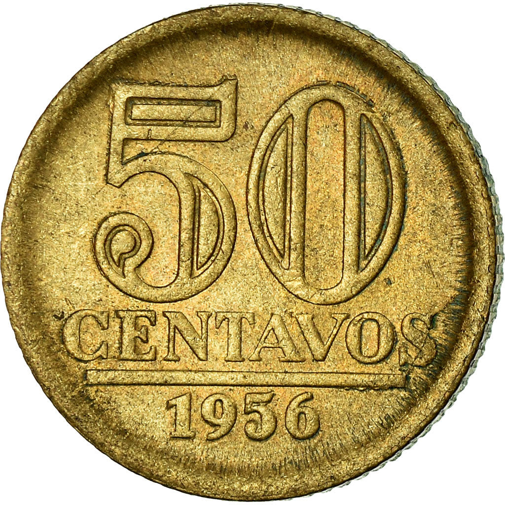 Moneta, Brazylia, 50 Centavos, 1956, EF(40-45), Aluminium-Brąz, KM:566