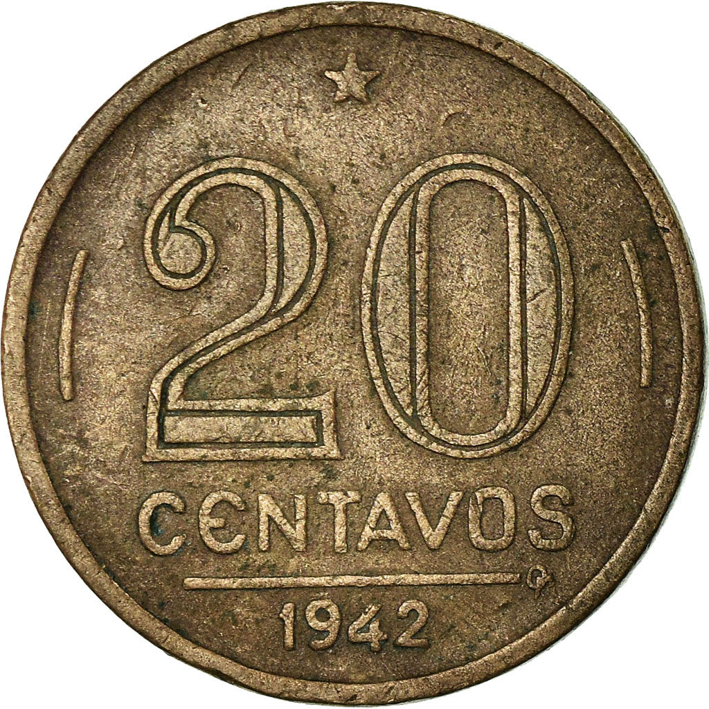 Moneta, Brasile, 20 Centavos, 1942, BB, Rame-nichel, KM:556