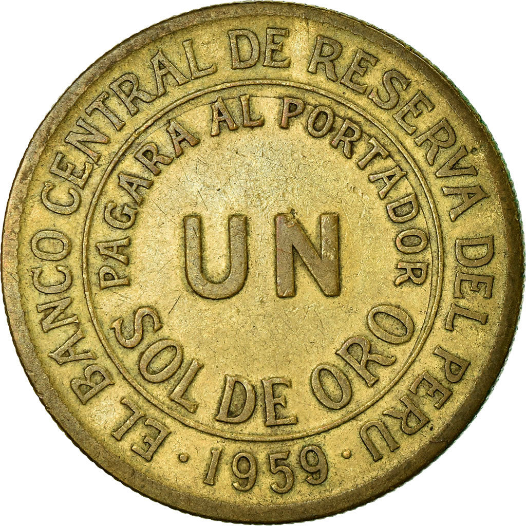 Moneda, Perú, Sol, 1959, MBC, Latón, KM:222