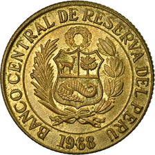 Moneda, Perú, 1/2 Sol, 1968, MBC, Latón, KM:247