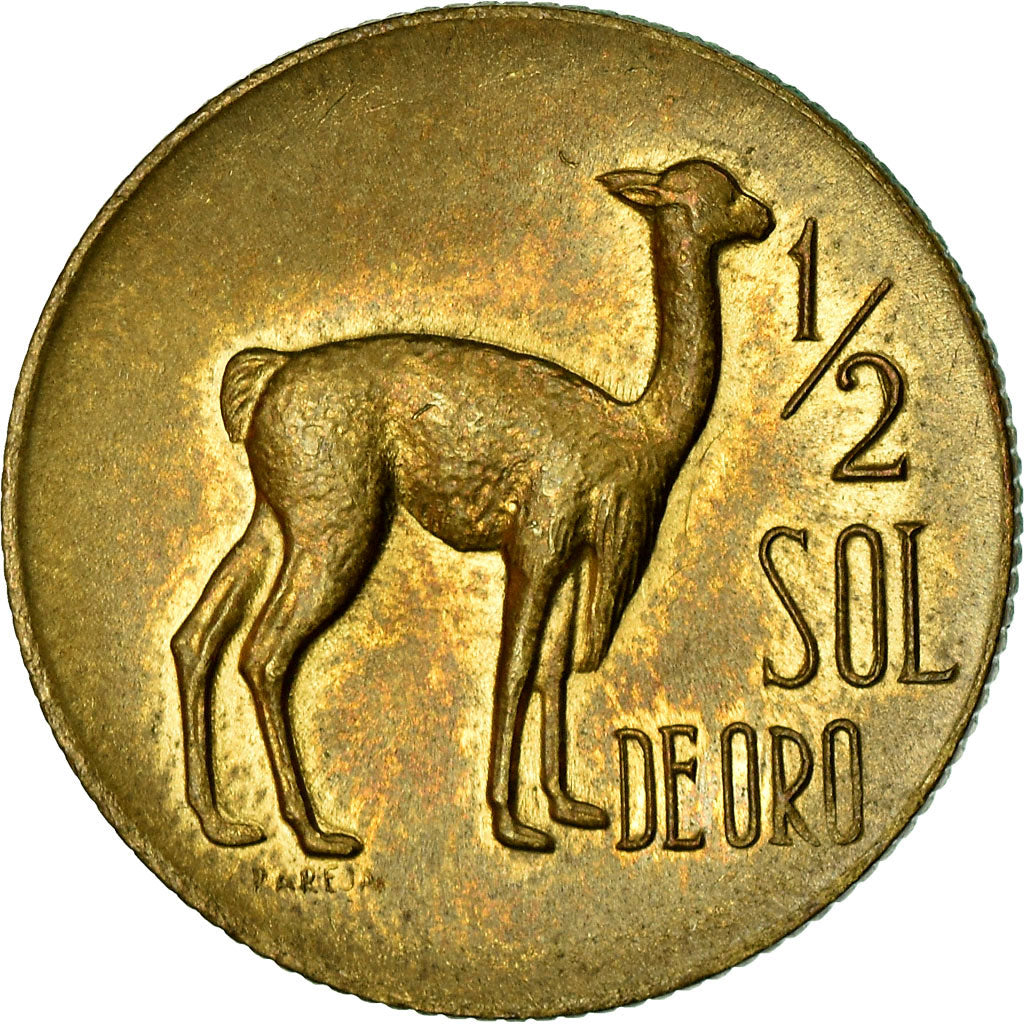 Moneda, Perú, 1/2 Sol, 1968, MBC, Latón, KM:247
