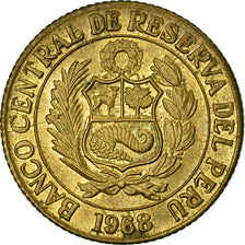 Moneda, Perú, 25 Centavos, 1968, MBC, Latón, KM:246.2