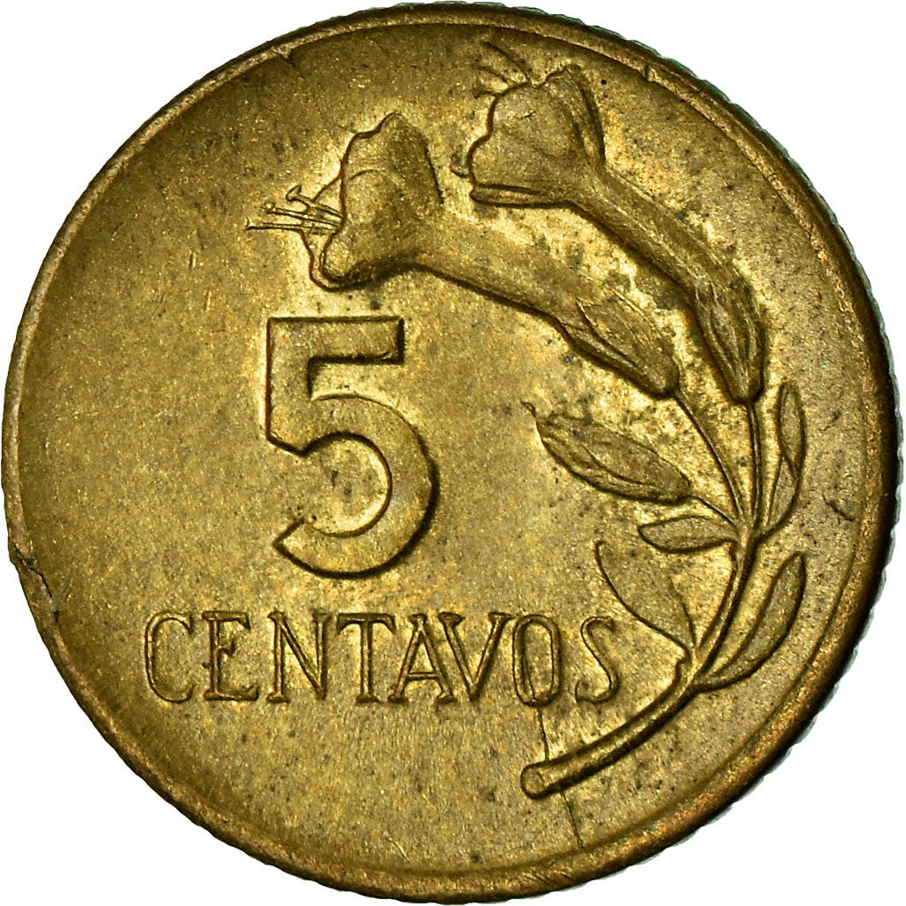 Münze, Peru, 5 Centavos, 1968, SS, Messing, KM:244.1