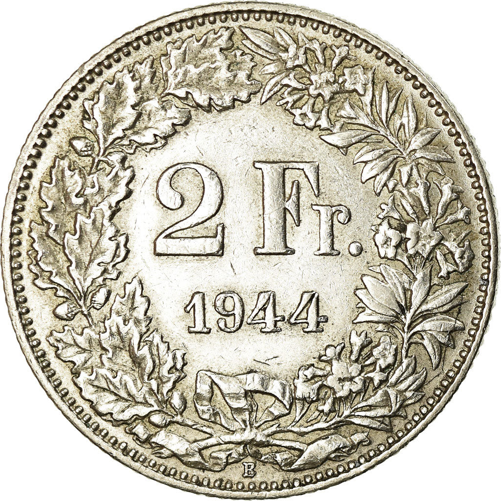 Moneta, Svizzera, 2 Francs, 1944, Bern, BB+, Argento, KM:21