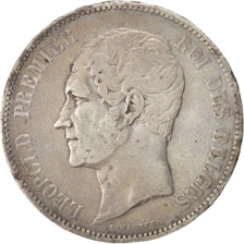 Belgio, Leopold I, 5 Francs, 5 Frank, 1852, MB+, Argento, KM:17