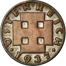 Coin, Austria, 2 Groschen, 1937, EF(40-45), Bronze, KM:2837