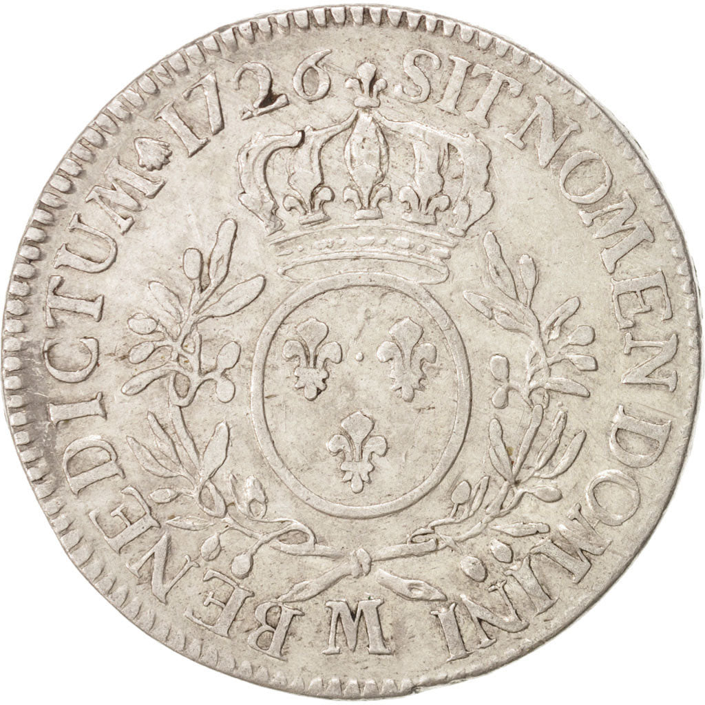France, Louis XV, Écu aux branches d'olivier, Ecu, 1726, Toulouse, TB+, Silv...