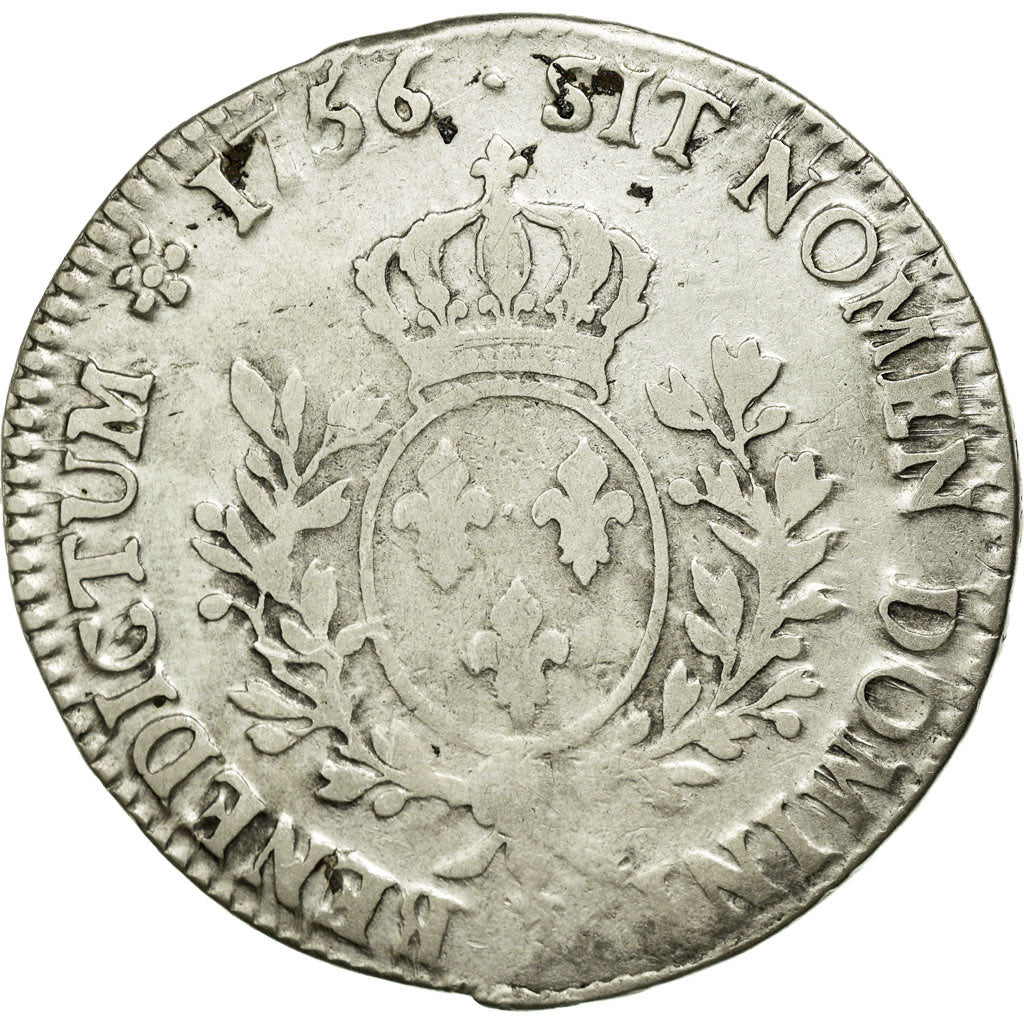 Coin, France, Louis XV, Écu au bandeau, Ecu, 1756, Bayonne, VF(20-25), Silver