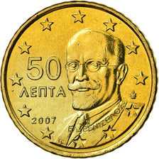 Greece, 50 Euro Cent, 2007, AU(55-58), Brass, KM:213