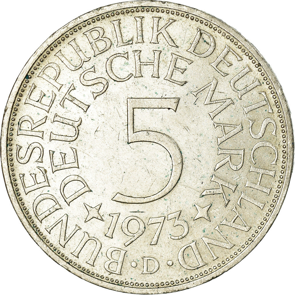 Coin, GERMANY - FEDERAL REPUBLIC, 5 Mark, 1973, Munich, AU(50-53), Silver