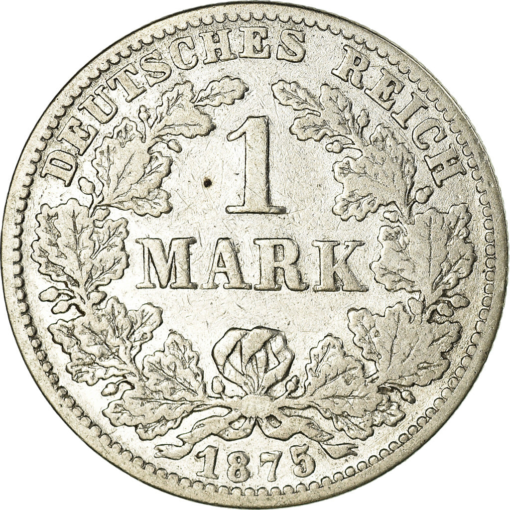 Moneta, GERMANIA - IMPERO, Wilhelm I, Mark, 1875, Karlsruhe, MB+, Argento, KM:7