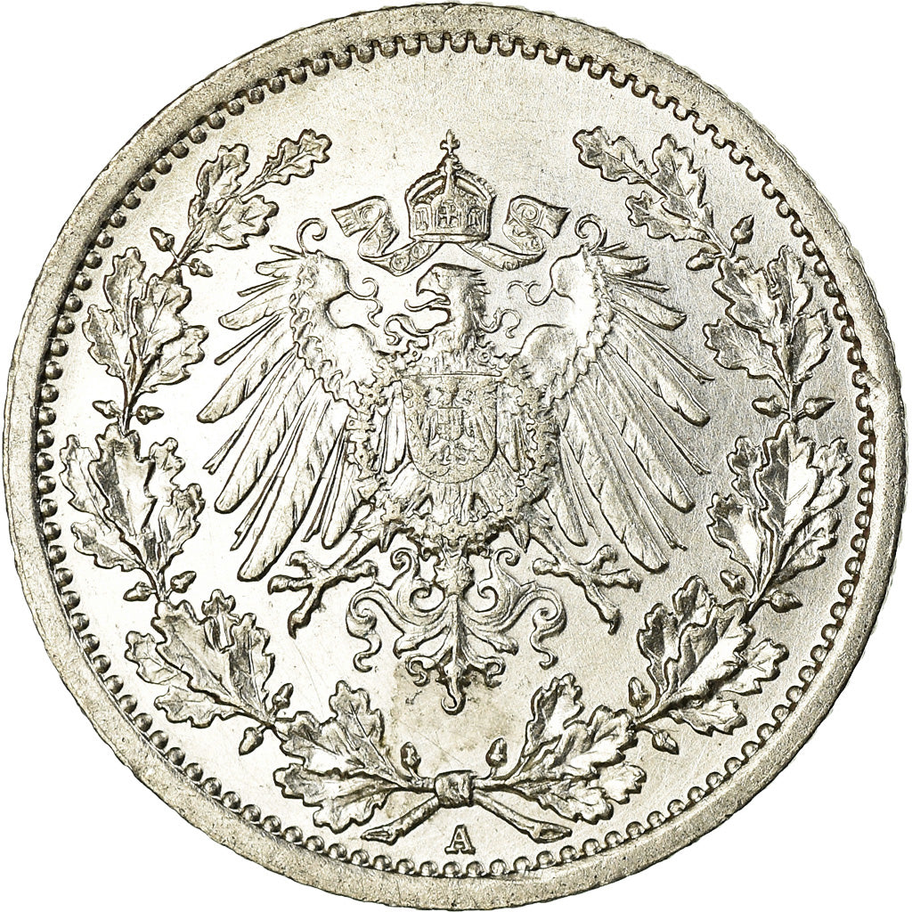 Moneta, GERMANIA - IMPERO, 1/2 Mark, 1906, Berlin, BB+, Argento, KM:17