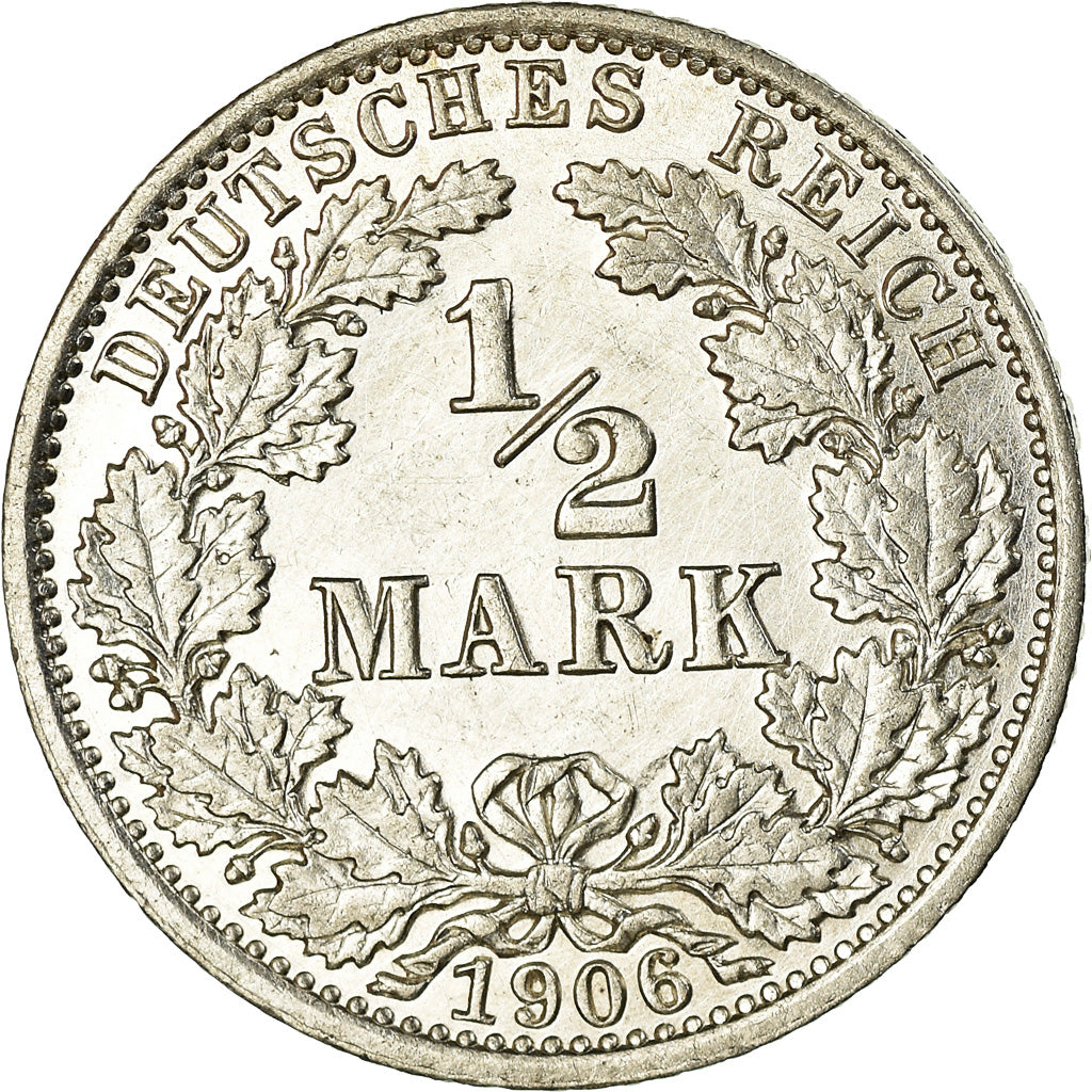 Moneta, GERMANIA - IMPERO, 1/2 Mark, 1906, Berlin, BB+, Argento, KM:17