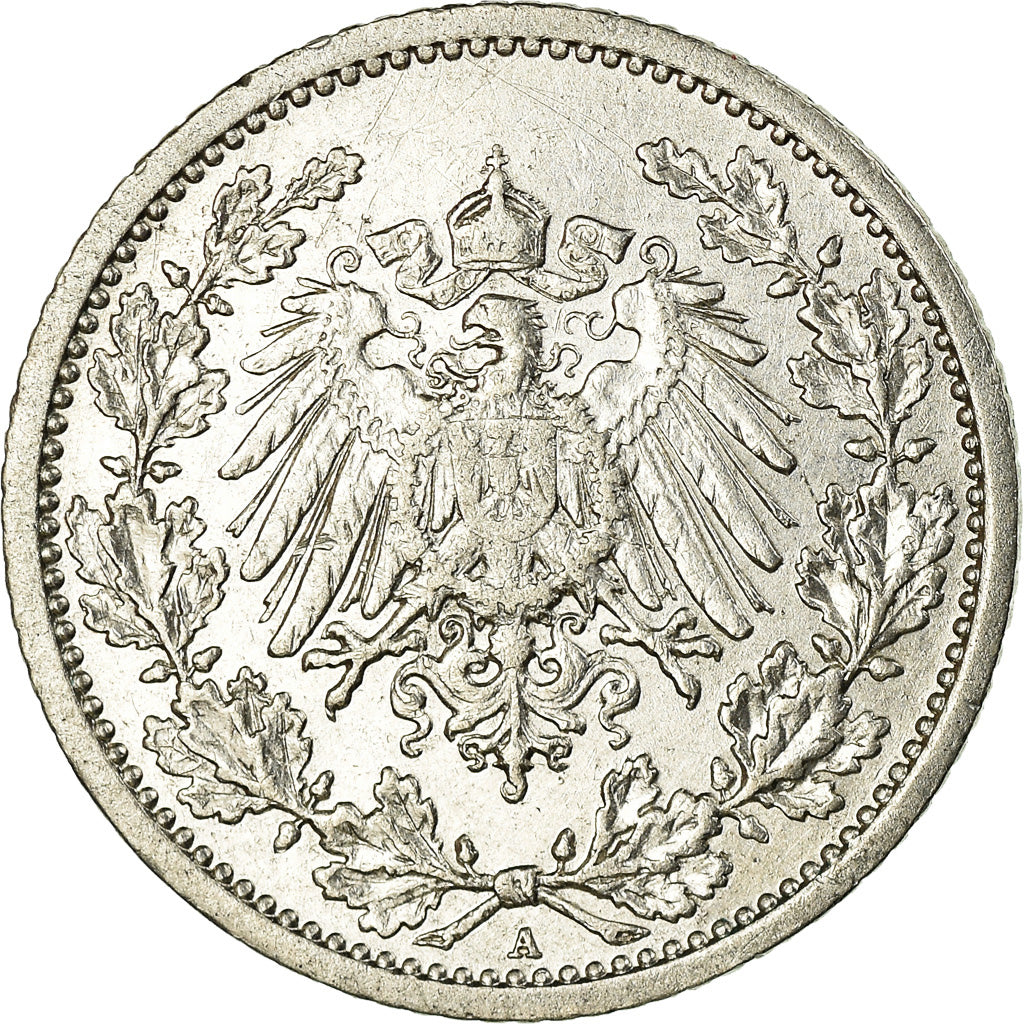 Moneta, GERMANIA - IMPERO, 1/2 Mark, 1907, Berlin, BB+, Argento, KM:17