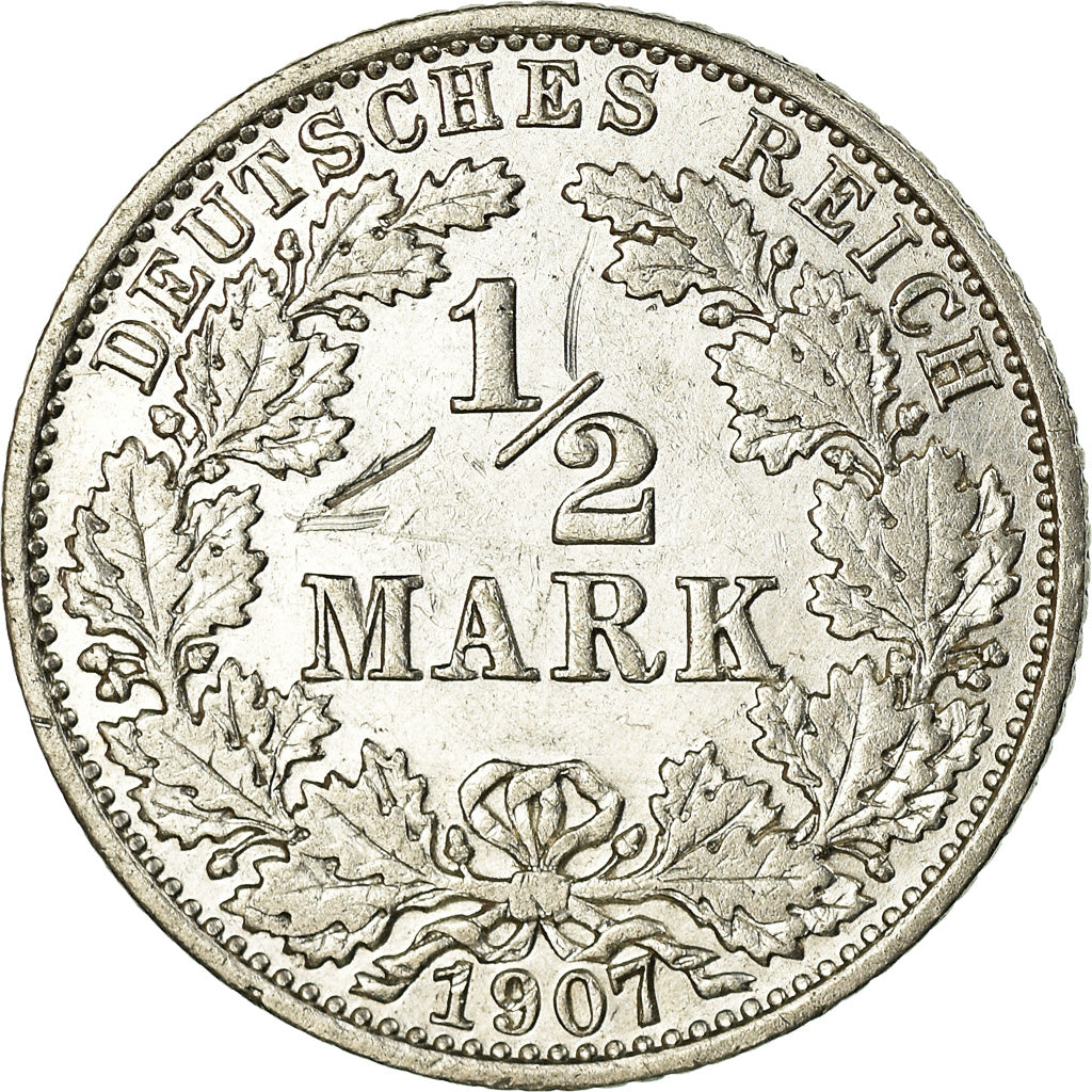 Moneta, GERMANIA - IMPERO, 1/2 Mark, 1907, Berlin, BB+, Argento, KM:17