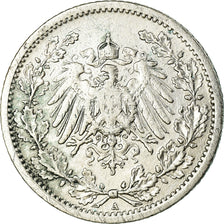 Moeda, ALEMANHA - IMPÉRIO, 1/2 Mark, 1909, Berlin, EF(40-45), Prata, KM:17