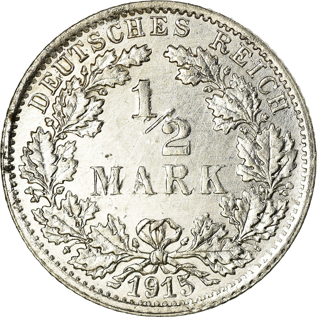 Moneta, GERMANIA - IMPERO, 1/2 Mark, 1915, Stuttgart, SPL-, Argento, KM:17