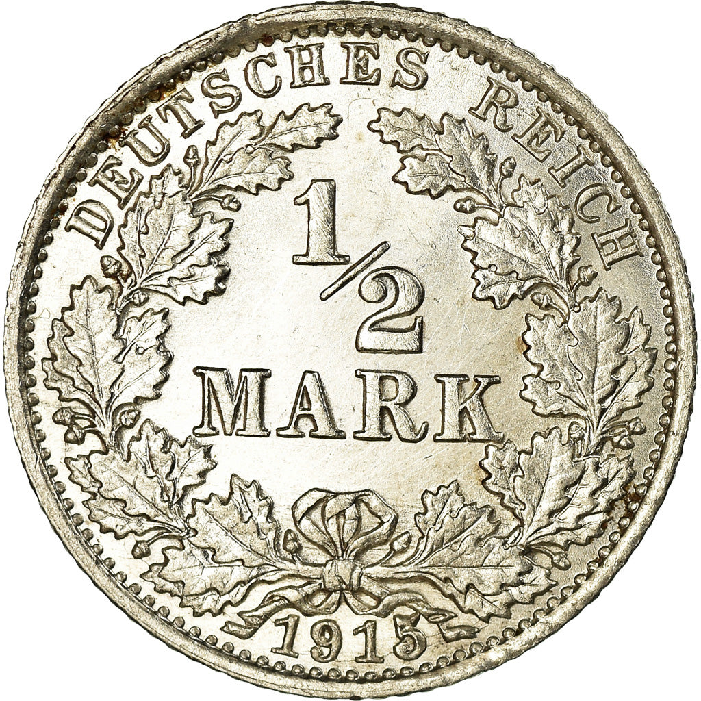 Monnaie, GERMANY - EMPIRE, 1/2 Mark, 1915, Karlsruhe, SUP, Argent, KM:17
