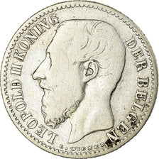Münze, Belgien, Leopold II, Franc, 1887, S, Silber, KM:29.1