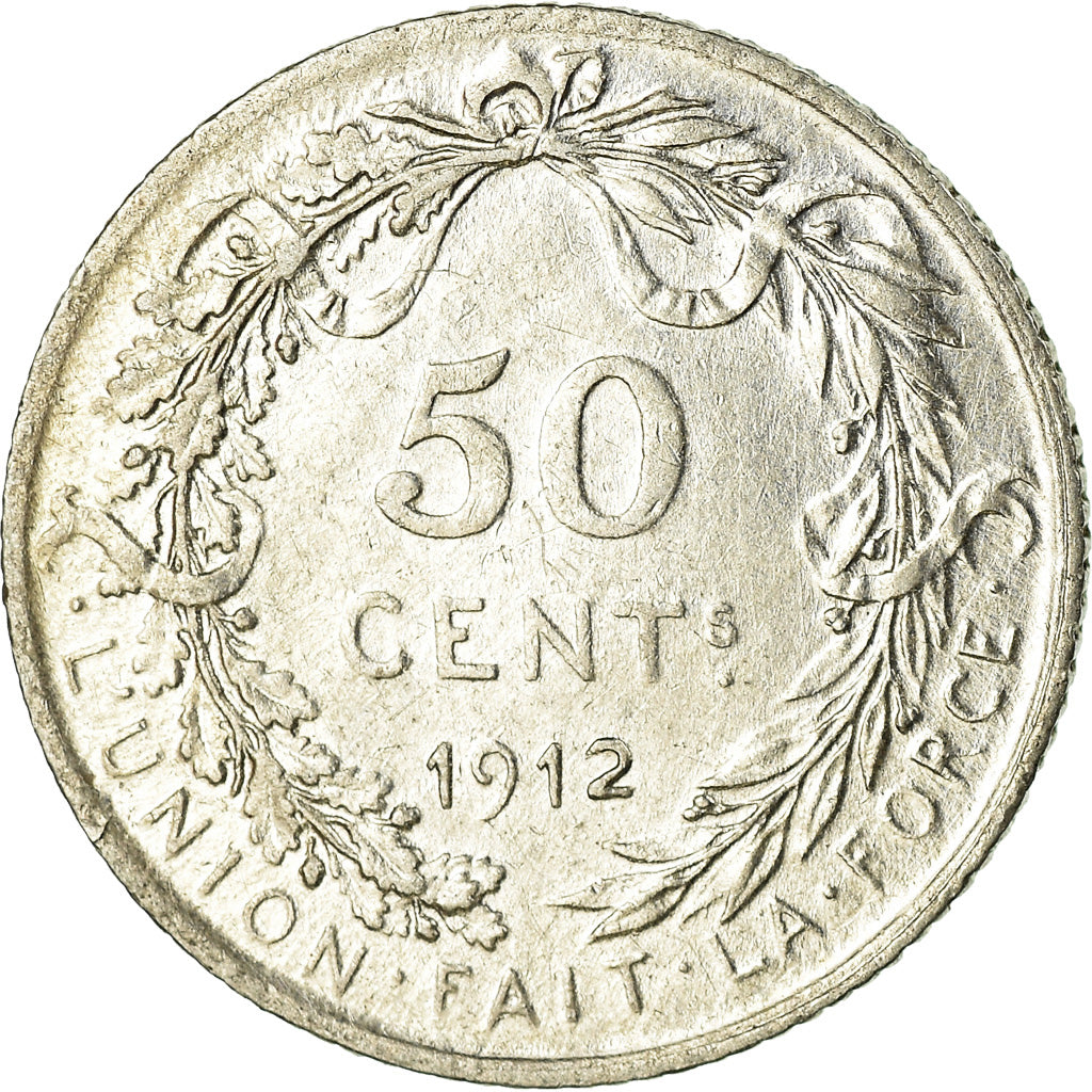 Moneda, Bélgica, 50 Centimes, 1912, MBC, Plata, KM:70