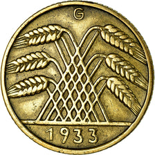 Moeda, ALEMANHA, REPÚBLICA DE WEIMAR, 10 Reichspfennig, 1933, Karlsruhe